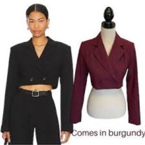 Y2K House Of Harlow 1960 Cropped Blazer Burgundy EUC - Medium - Picture 1 of 3